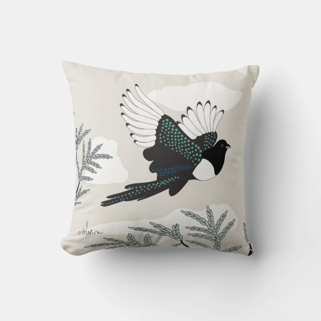 Coussin Pie de la VIE de DÉSERT stylisée avec la sauge (Recto)