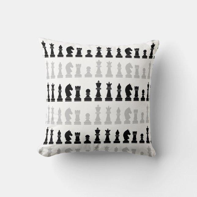 Coussin Pièce d'échecs géométrique moderne noir blanc Moti (Recto)