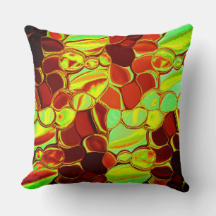 Coussin Pièces arrondies et chaudes dans le corail au vert