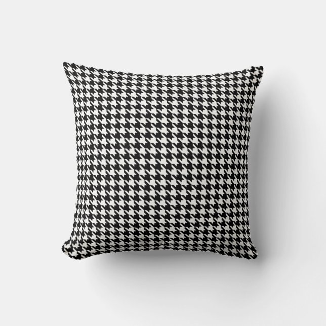 Coussin Pied-de-poule moderne noir chez Emporiomoffa (Recto)