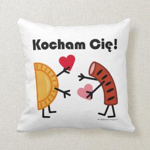 Coussin Pierogi et Kielbasa - Kocham cie ! (Je t'aime !)