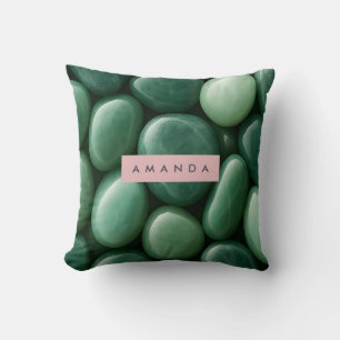 Coussin Pierre de jade verte sereine personnalisée