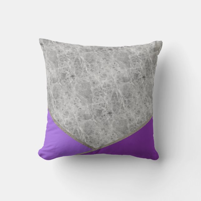 Coussin Pierre de marbre gris violet violet géométrique Ar (Recto)