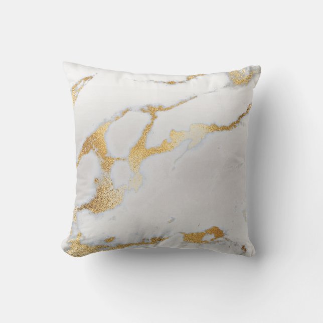 Coussin Pierre de marbre métallique gris argent blanc (Recto)