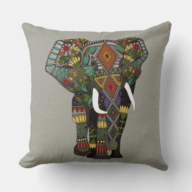 Coussin pierre d'éléphant à fleurs (Recto)