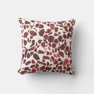Coussin Pierre rouge cerise Abstraite moderne Terrazzo