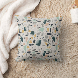 Coussin Pierre tachetée Terrazzo sarcelle et moutarde neut