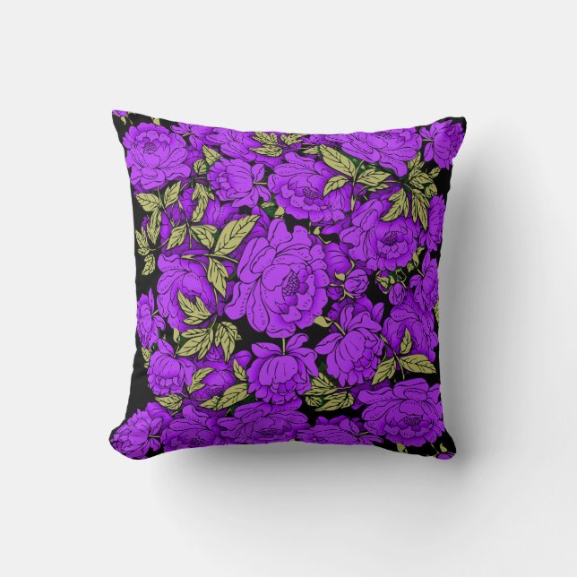 Coussin Pies pourpres avec Feuilles d'or (Recto)