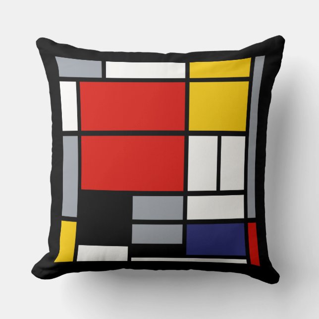 Coussin Piet Mondrian, Composition avec grand plan rouge (Recto)
