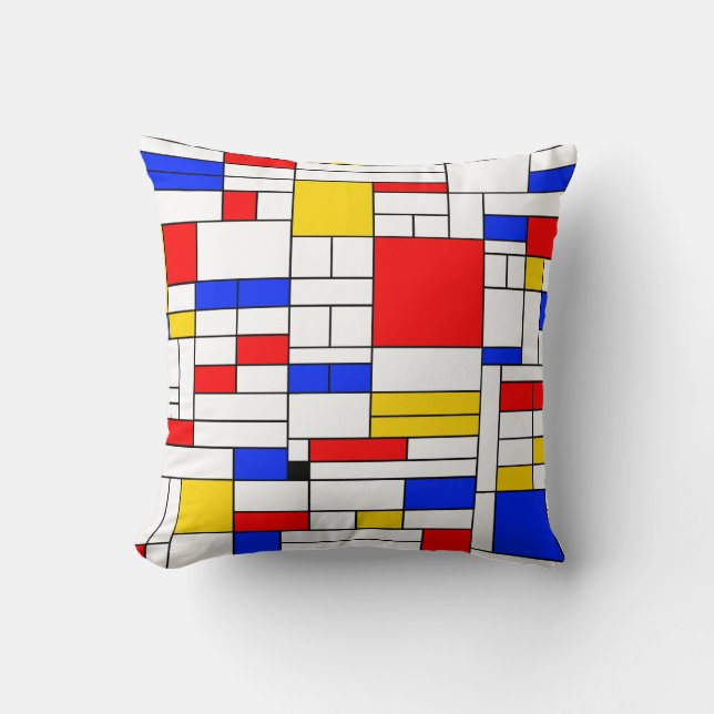 Coussin Piet Mondrian Style Art Abstrait (Recto)
