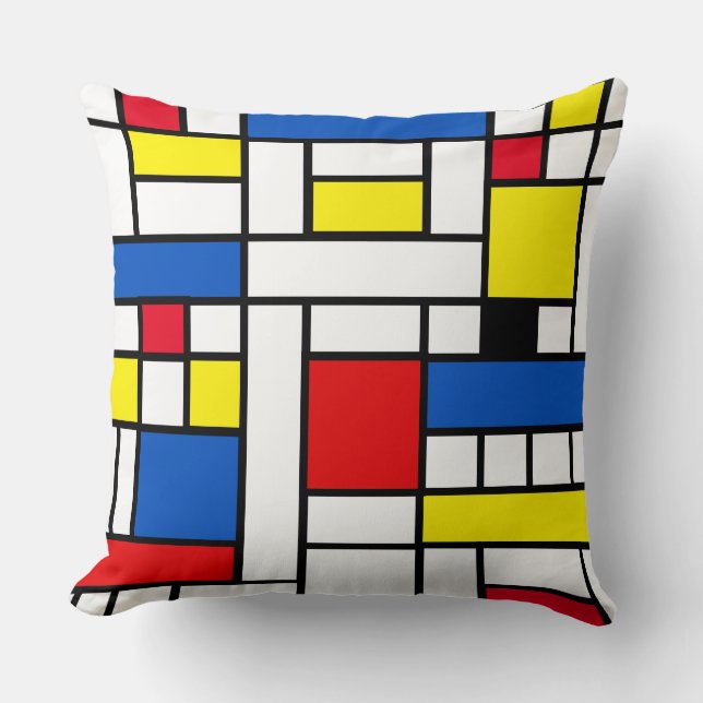Coussin Piet Mondrian Style Art Abstrait Jeu d'oreiller (Recto)