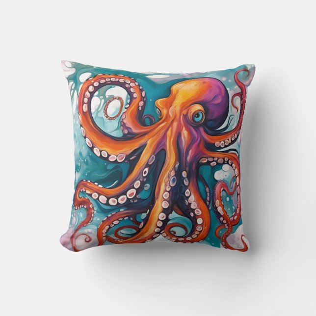Coussin Pieuvre Abstraite d'art fluide (Recto)