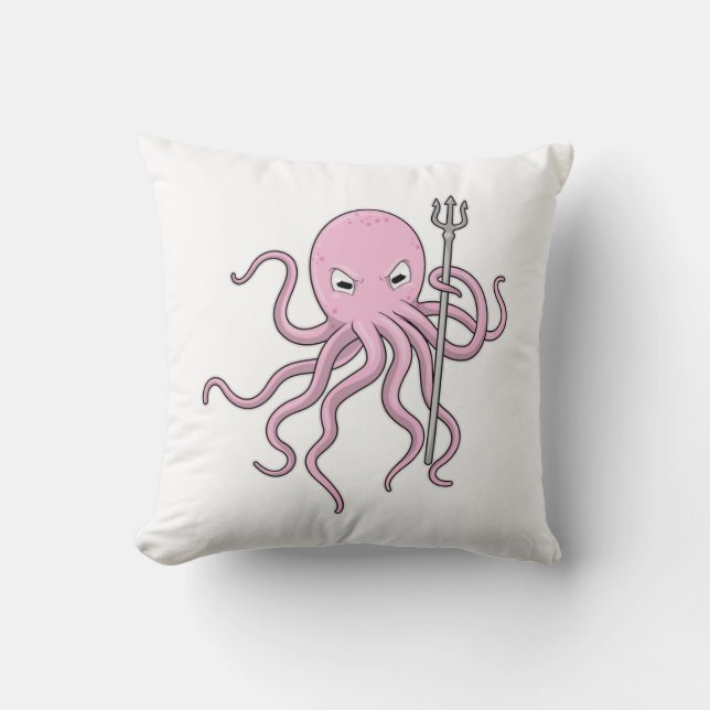 Coussin Pieuvre en sorcier avec trident (Recto)