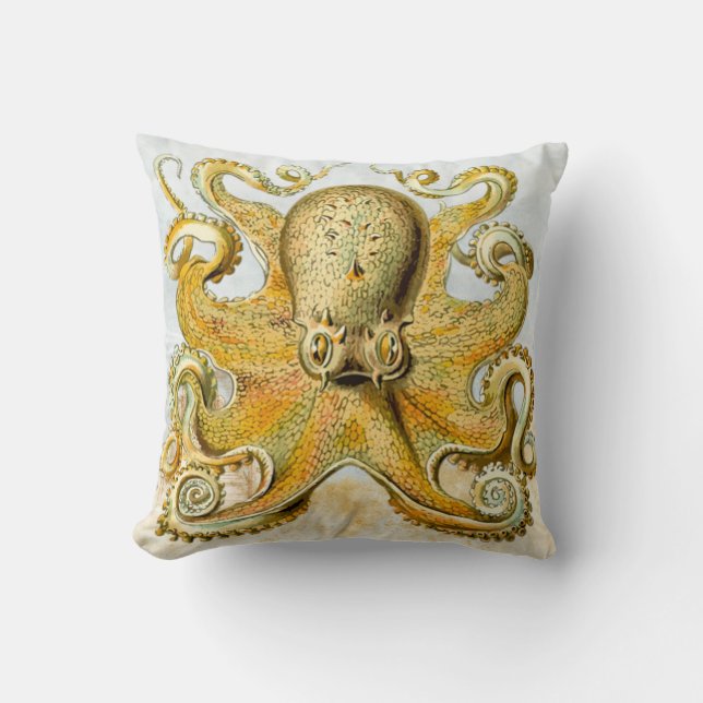 Coussin Pieuvre marine peinte en vapeur Kraken Squid (Recto)