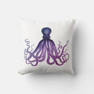 Coussin Pieuvre vintage de la vie marine