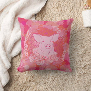 Coussin pig,flower of life, blue, mandala,zen,chakra,patt