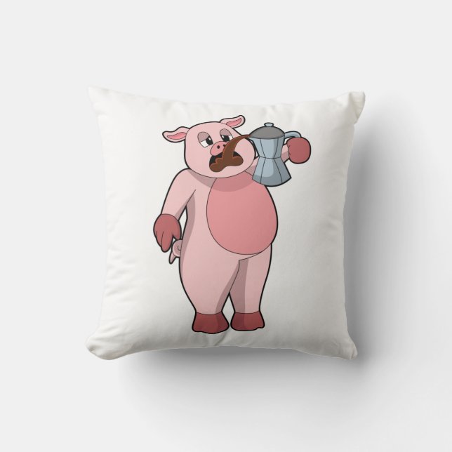 Coussin Pig with coffee pot (Recto)