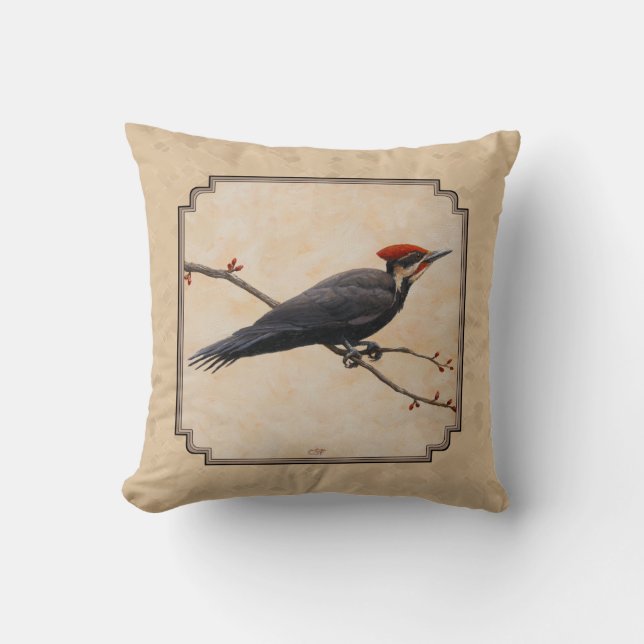 Coussin Pileated Woodpecker (Recto)