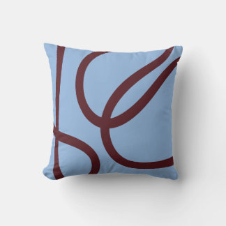 Coussin Pillow – Burgundy Lines on Blue