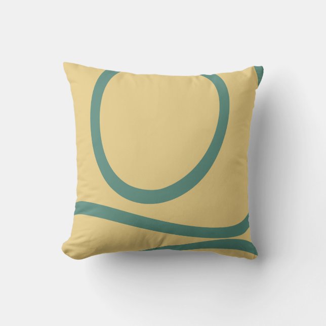Coussin Pillow – Green Lines on Yellow (Recto)