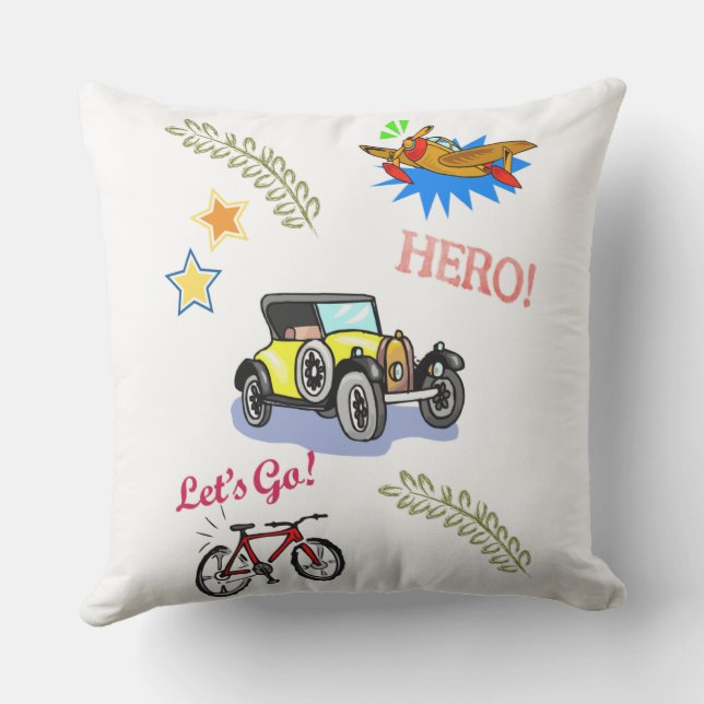 Coussin Pillow Hero Voiture à vélo avion (Verso)