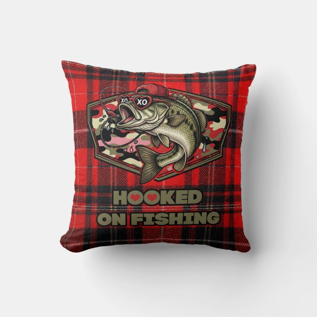 Coussin Pillow with fun, bold illustration of a cool bass (Recto)