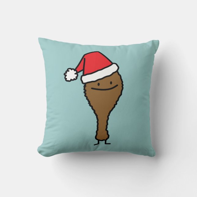 Coussin Pilon de casquette de Père Noël de jambe de poulet (Recto)