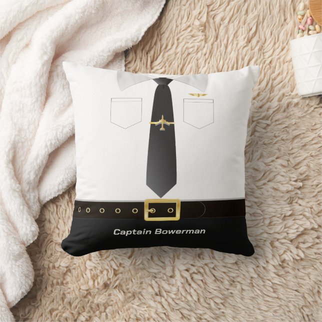 Coussin Pilot Captain Aviator Uniform Personalised (Couverture)