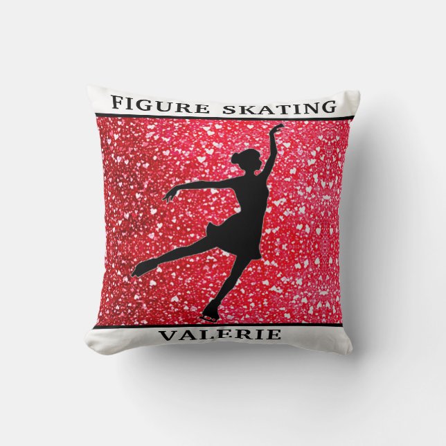 Coussin Pilote à lancer de patinage avec nom (Recto)