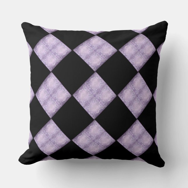 Coussin Pilote à lancer Motif en carton noir et mauve (Recto)