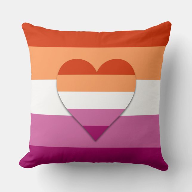 Coussin Pilote de conception de coeur de la fierté lesbien (Recto)