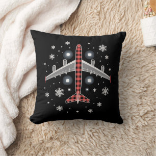 Coussin Pilote de Noël à carreaux d'avion