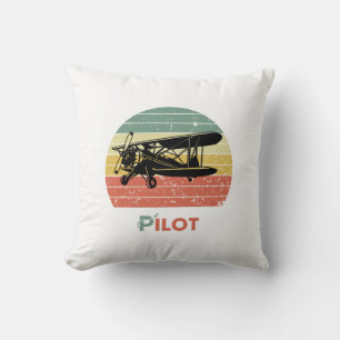 Coussin Pilotes, Avion, Rétro, Coucher de soleil, Vintage