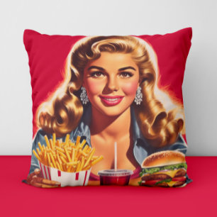 Coussin Pin-up de fast-food vintage