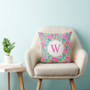 Coussin Pince Palm Beach Imprimer Tiger Fleurs Monogramme