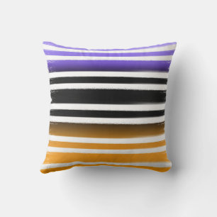 Coussin Pinceau de peinture orange noir violet Halloween