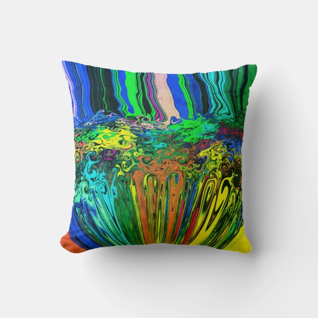 Coussin Pinceau vert Abstrait à brosses colorées (Recto)