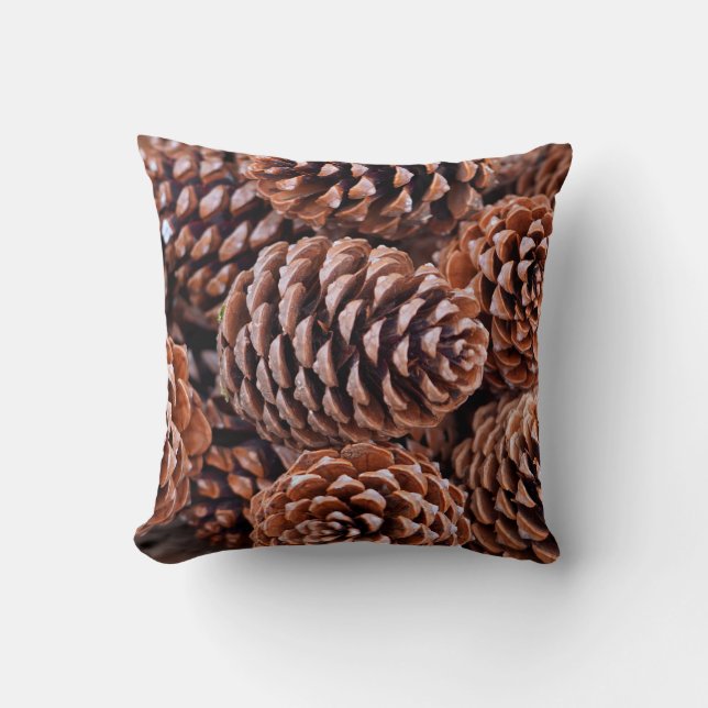 Coussin Pine cônes hiver chocolat vacances (Recto)