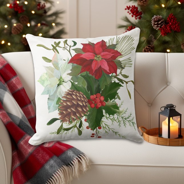 Coussin Pine d'hiver Floral Botanique Rustique (Créateur téléchargé)