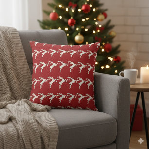 Coussin Pine Needle Lane - Galop Rustique Rouge Crème