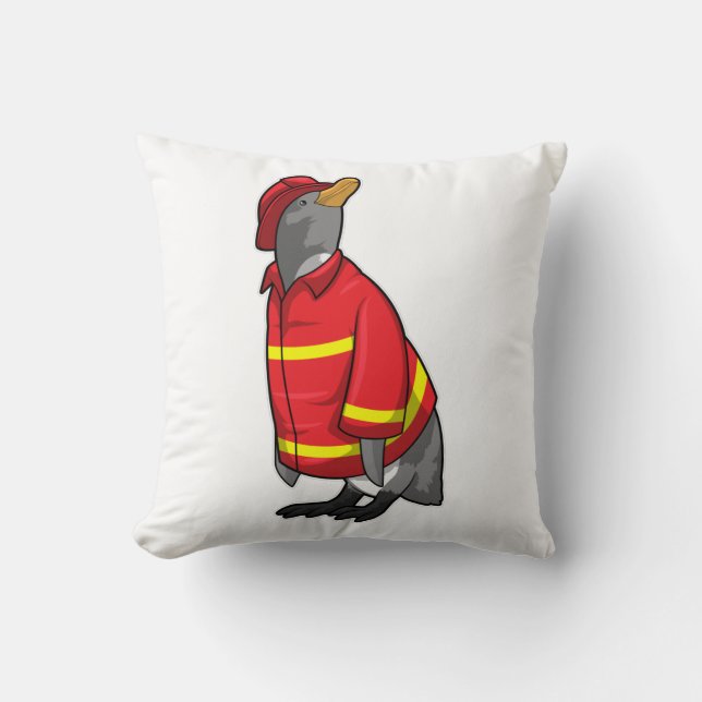 Coussin Pingouin as Firefighter with Helmet (Recto)