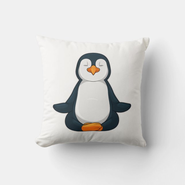 Coussin Pingouin au Yoga Fitness en Assis (Recto)