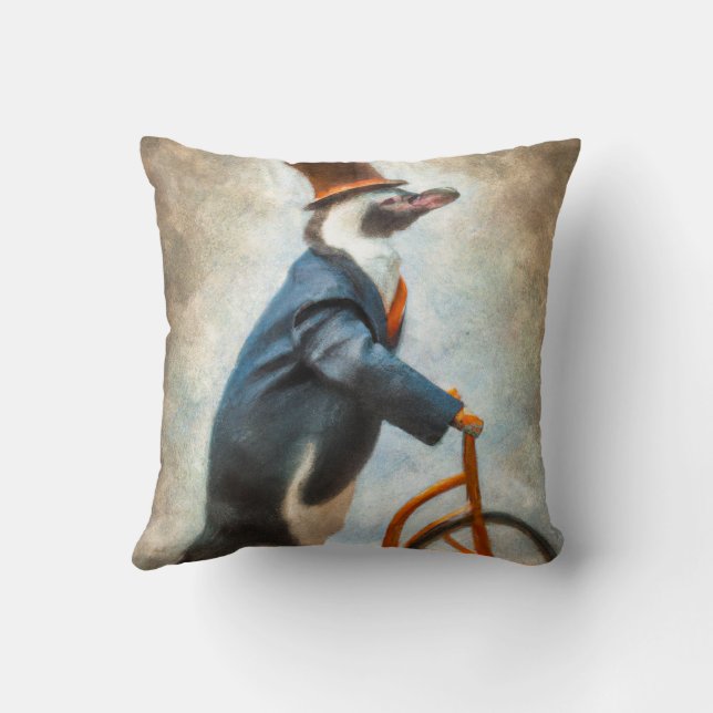 Coussin Pingouin Avec Chapeau Haut Et Lame À Vélo (Verso)