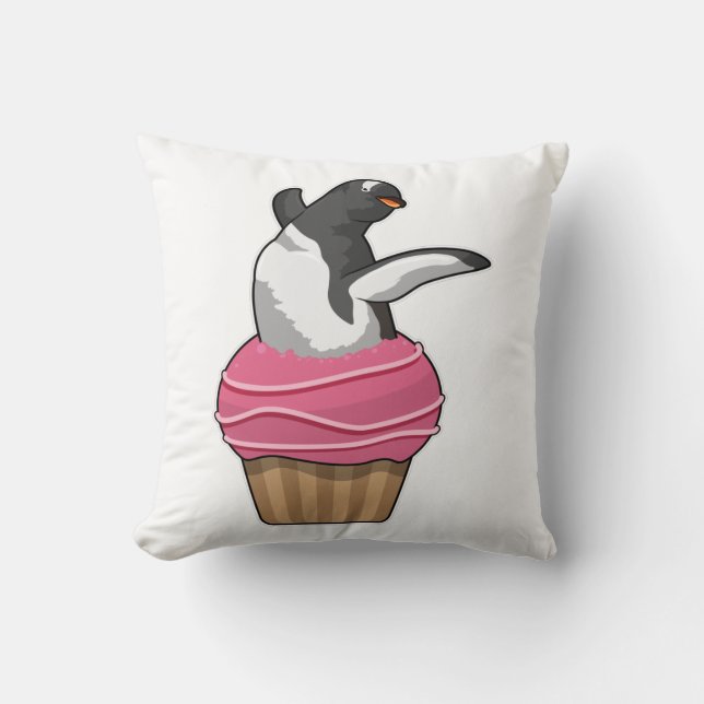 Coussin Pingouin avec muffin (Recto)