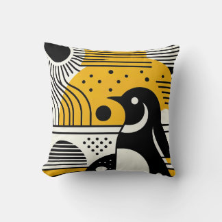 Coussin Pingouin Bauhaus Jaune Soleil Avec Rétro
