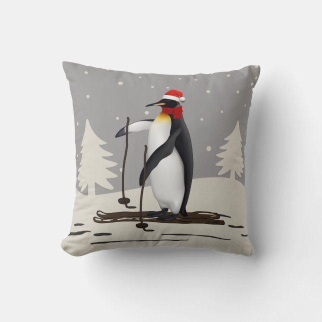 Coussin Pingouin Cute Sur L'Oreillère De Ski (Recto)