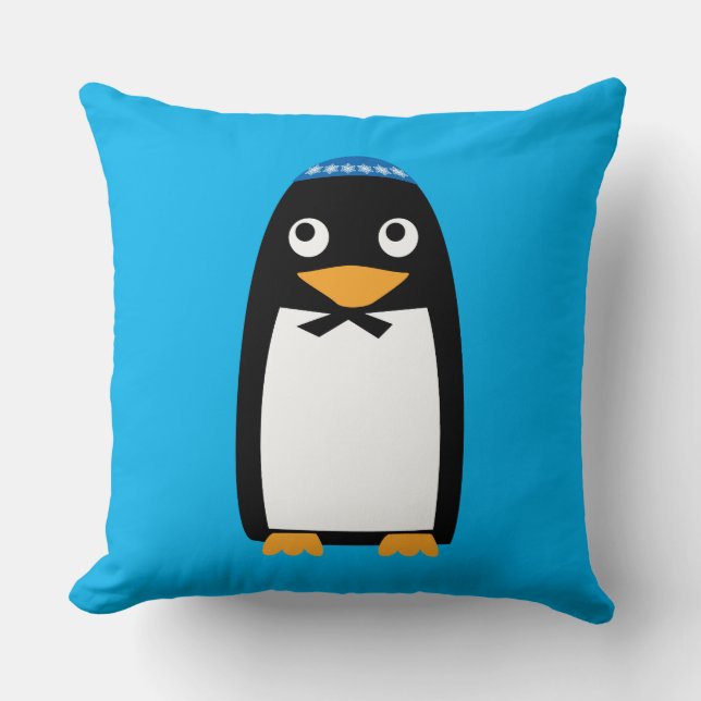 Coussin Pingouin juif Yamulke de Hanoukka de Noël (Recto)