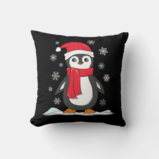 Coussin Pingouin mignon de Noël (Recto)