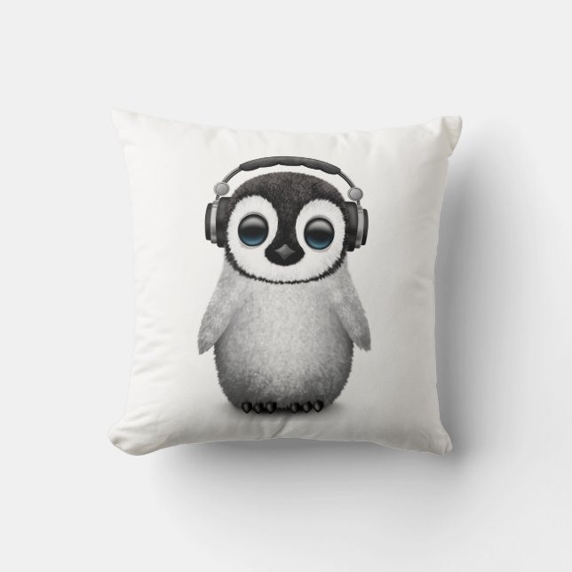 Coussin Pingouin mignon personnalisable DJ de bébé avec (Recto)