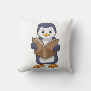 Coussin Pingouin Nerd avec Livre